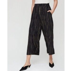 ARITZIA Wilfred Faun Black Pinstipe High Waisted Wide-Leg Pants Size S